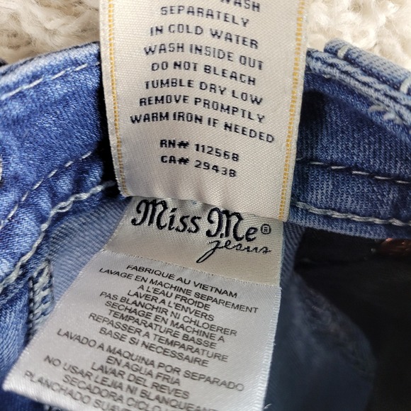 Miss Me Jeans Women's Size 31x30 Blue Skinny Embellished Aztec Flap Pockets - Picture 15 of 16
